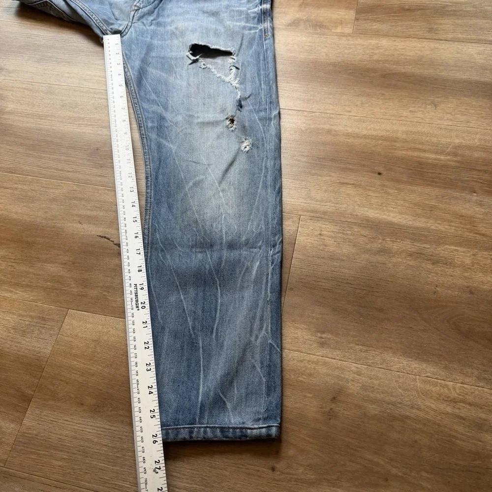Diesel Krayver Jeans Men 29x26 Blue Slim Carrot Stretch Destroyed Denim (Hemmed)